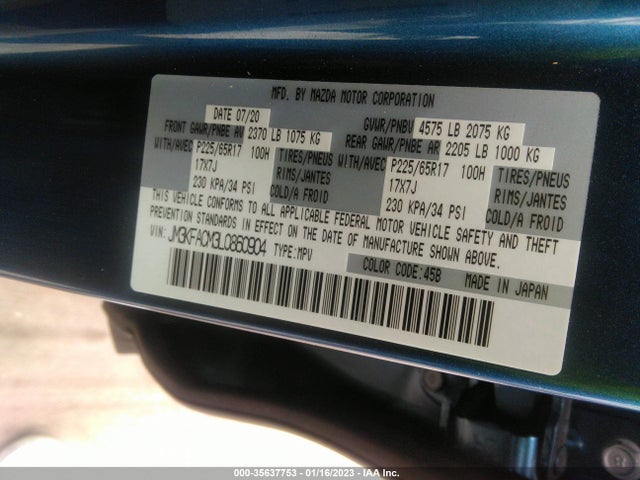 2020 Mazda CX-5, VIN: JM3KFACM3L0860904