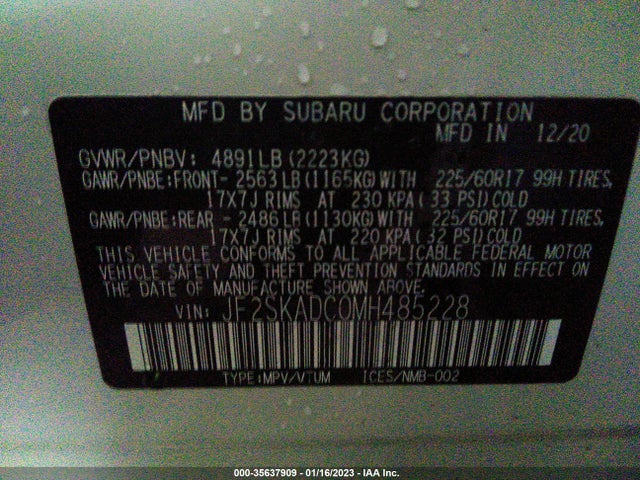 2021 Subaru Forester, VIN: JF2SKADC0MH485228