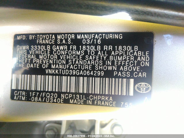 2016 Toyota Yaris, VIN: VNKKTUD39GA064299