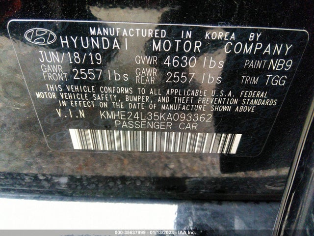 2019 Hyundai Sonata, VIN: KMHE24L35KA093362