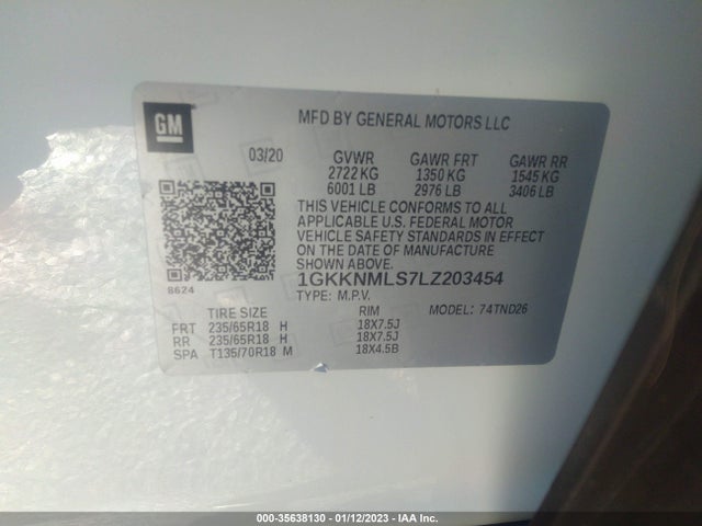 GMC ACADIA SLT 2020 1GKKNMLS7LZ203454 Image 9