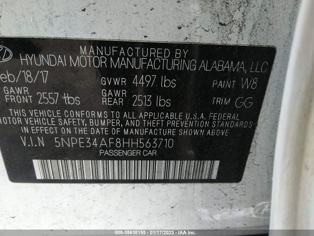 2017 Hyundai Sonata, VIN: 5NPE34AF8HH563710