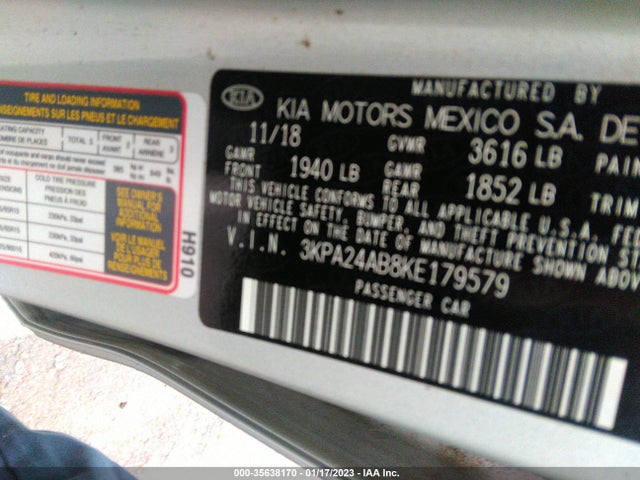 2019 Kia Rio, VIN: 3KPA24AB8KE179579