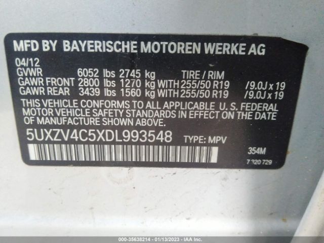 5UXZV4C5XDL993548 BMW X5 Xdrive35i