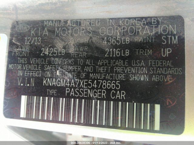 KNAGM4A7XE5478665 KIA Optima Lx