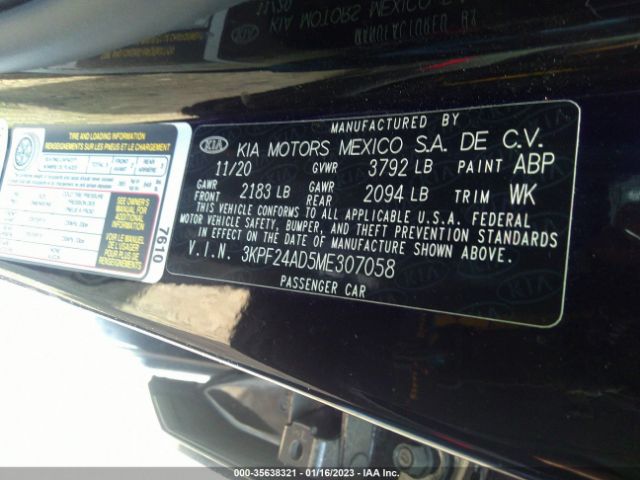 3KPF24AD5ME307058 KIA Forte Lxs