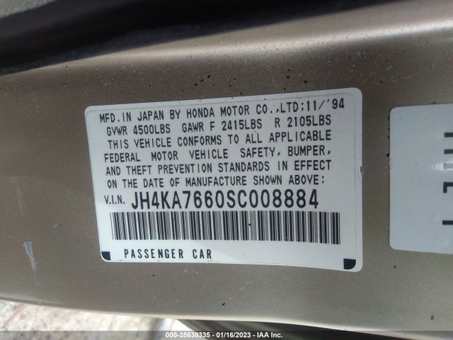 1995 ACURA LEGEND L VIN: JH4KA7660SC008884
