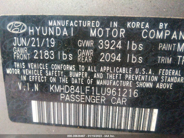 Hyundai ELANTRA SEL 2020 KMHD84LF1LU961216 Image 9