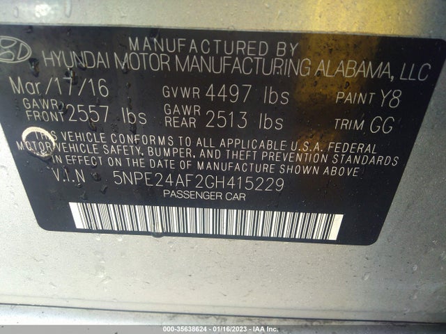 Hyundai Sonata 2.4l Se 2016 5NPE24AF2GH415229 Image 10