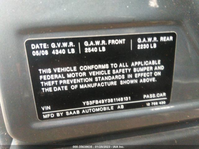 2008 SAAB 9-3 YS3FB49Y381148131 Photo 8