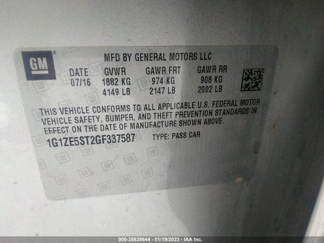 Chevrolet MALIBU LT 2016 1G1ZE5ST2GF337587 Image 10