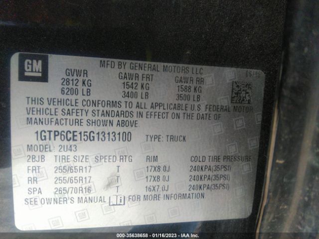 1GTP6CE15G1313100 GMC Canyon 4wd Sle