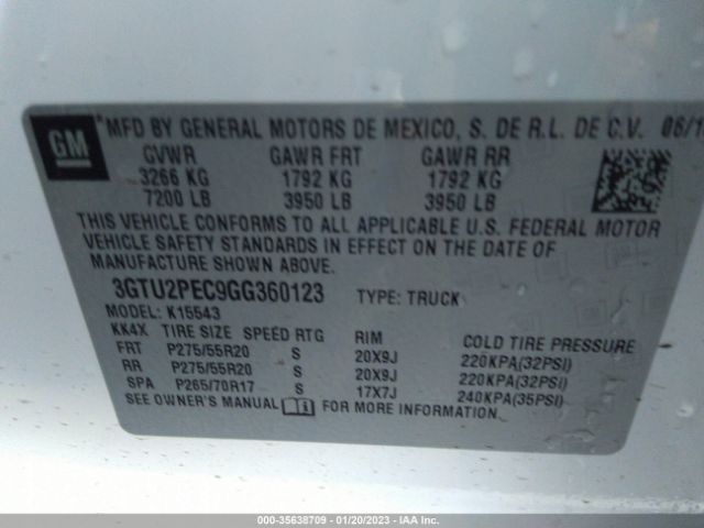3GTU2PEC9GG360123 GMC Sierra 1500 Denali