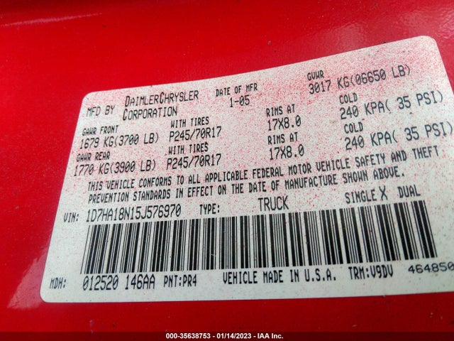 Dodge Ram 1500 Slt 2005 1D7HA18N15J576970 Image 10