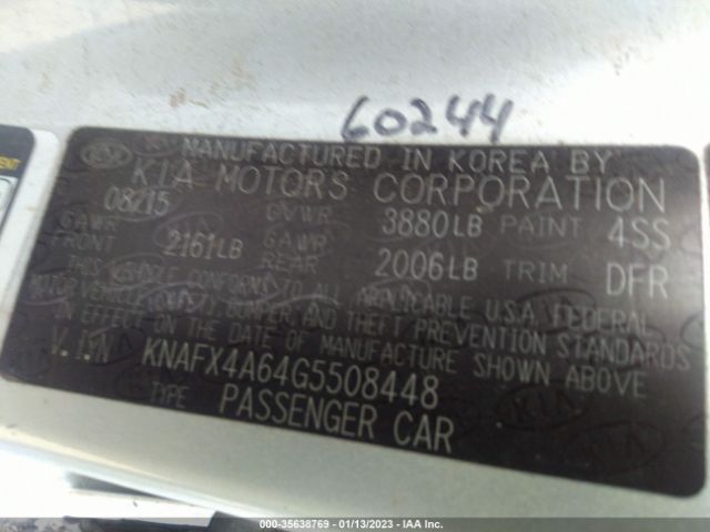 KNAFX4A64G5508448 KIA FORTE LX