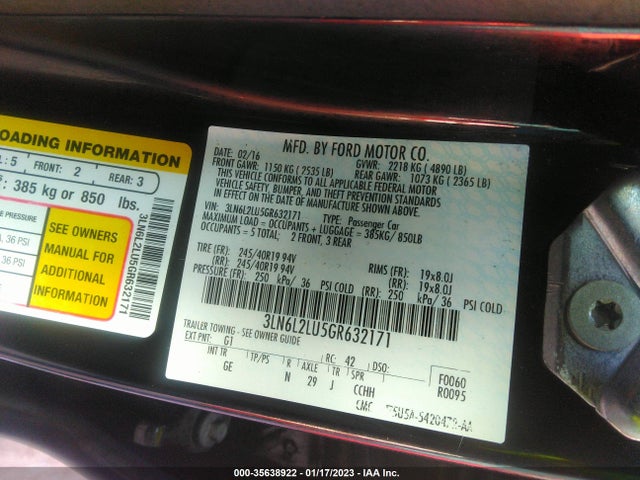 2016 Lincoln MKZ, VIN: 3LN6L2LU5GR632171