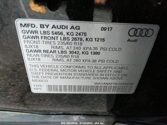 WA1ANAFY6J2058266 Audi Q5 Premium/tech Premium