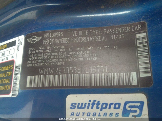 2006 MINI COOPER HARDTOP WMWRE33536TL18751 Photo 8