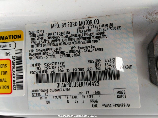 Ford 2014 2014 3FA6P0LU5ER104422 Image 21