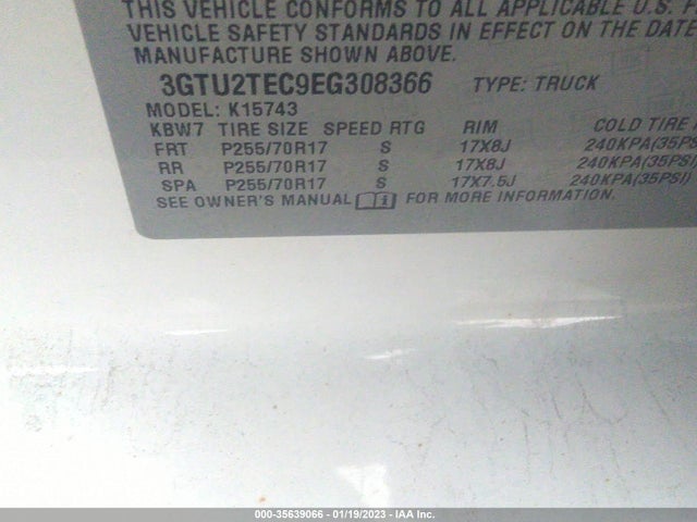 GMC SIERRA 1500 2014 3GTU2TEC9EG308366 Image 9