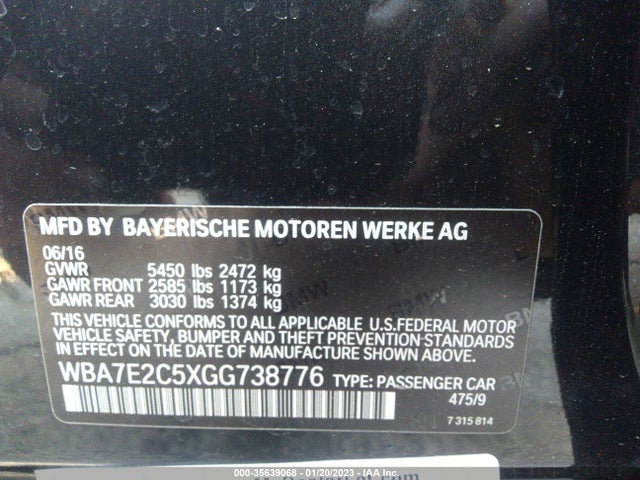 2016 BMW 7 Series, VIN: WBA7E2C5XGG738776