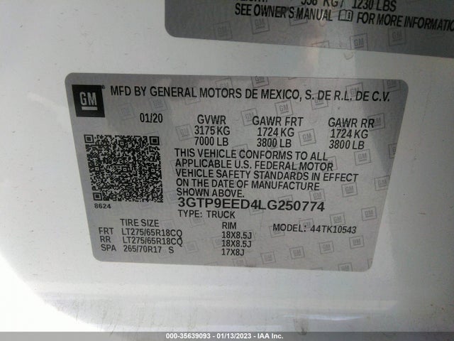 GMC Sierra 1500 At4 2020 3GTP9EED4LG250774 Image 9
