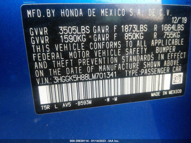 2020 Honda Fit, VIN: 3HGGK5H88LM701341