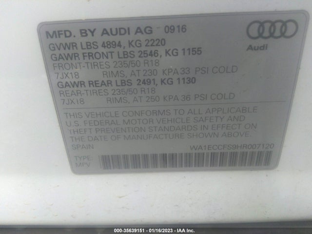 WA1ECCFS9HR007120 Audi Q3 PREMIUM