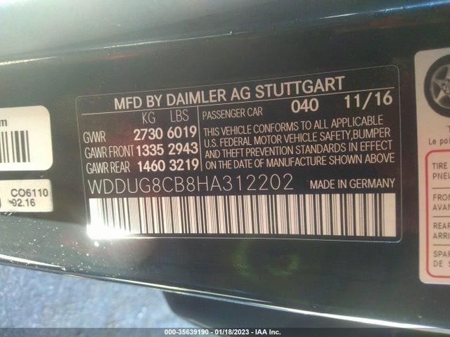 2017 Mercedes-Benz S-Class, VIN: WDDUG8CB8HA312202