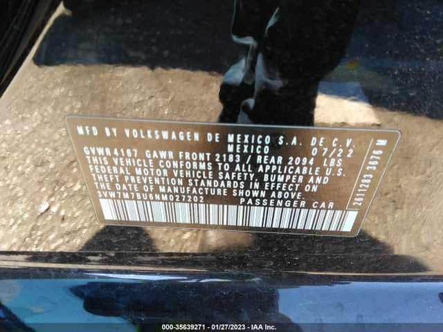 2022 Volkswagen Jetta, VIN: 3VW7M7BU6NM027202