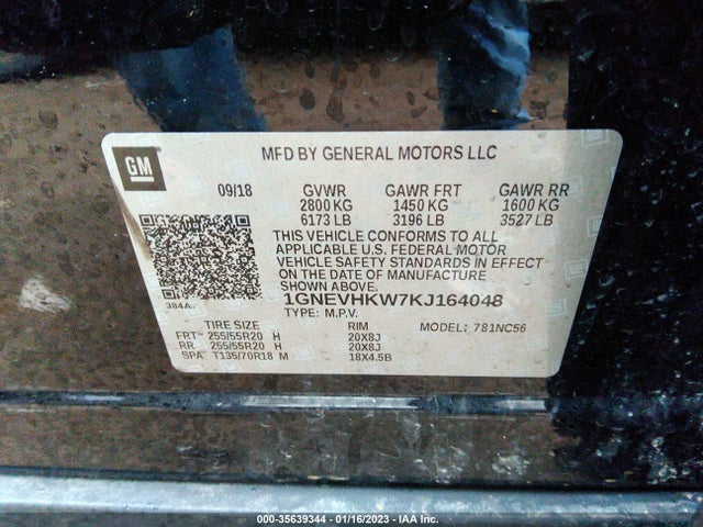 Chevrolet Traverse Lt Leather 2019 1GNEVHKW7KJ164048 Image 9