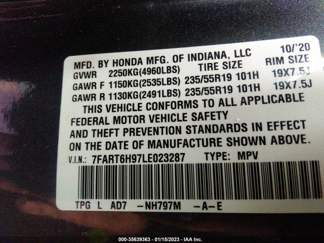 2020 Honda CR-V, VIN: 7FART6H97LE023287