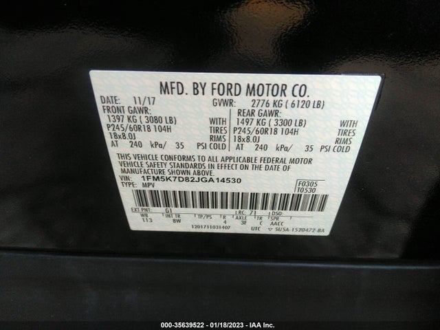 2018 Ford Explorer, VIN: 1FM5K7D82JGA14530