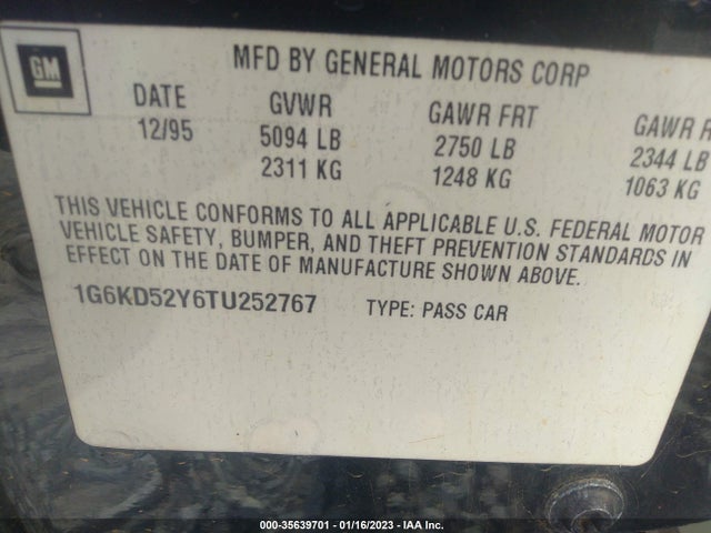 Cadillac Deville 1996 1G6KD52Y6TU252767 Image 10