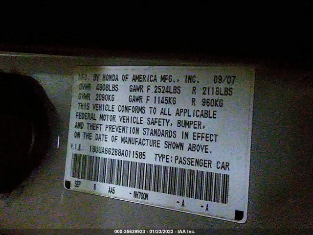 Acura TL 2008 19UUA66268A011585 Image 10