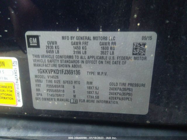 1GKKVPKD1FJ369136 GMC ACADIA SLE