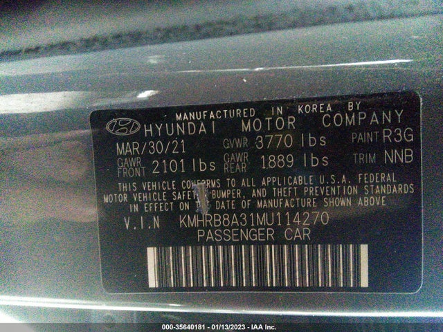 2021 Hyundai Venue, VIN: KMHRB8A31MU114270