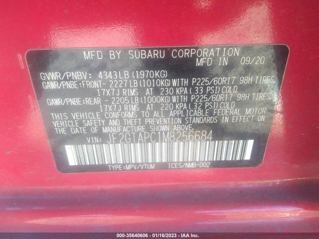 2021 Subaru Crosstrek, VIN: JF2GTAPC1M8256684