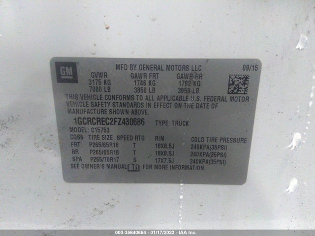 2015 Chevrolet Silverado 1500, VIN: 1GCRCREC2FZ430686