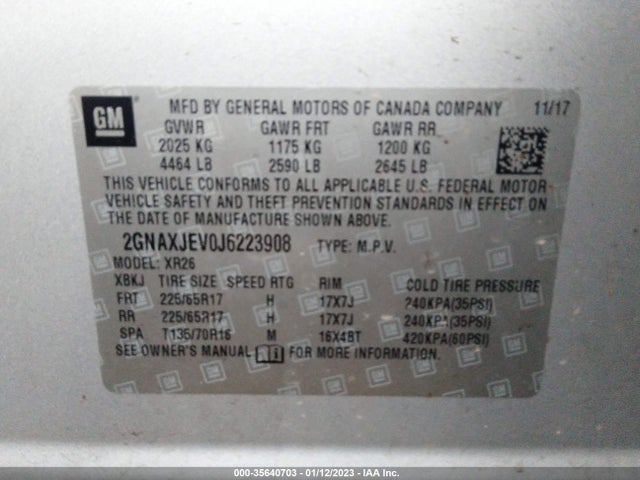 Chevrolet EQUINOX LT 2018 2GNAXJEV0J6223908 Image 10
