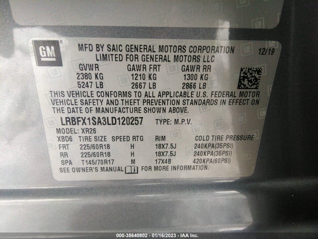 2020 Buick Envision, VIN: LRBFX1SA3LD120257