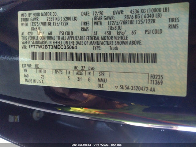 2021 Ford F-250, VIN: 1FT7W2BT3MEC35064