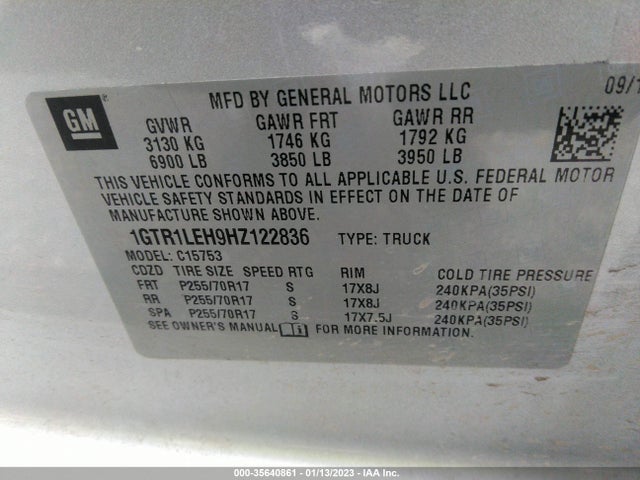 GMC SIERRA 1500 2017 1GTR1LEH9HZ122836 Image 10