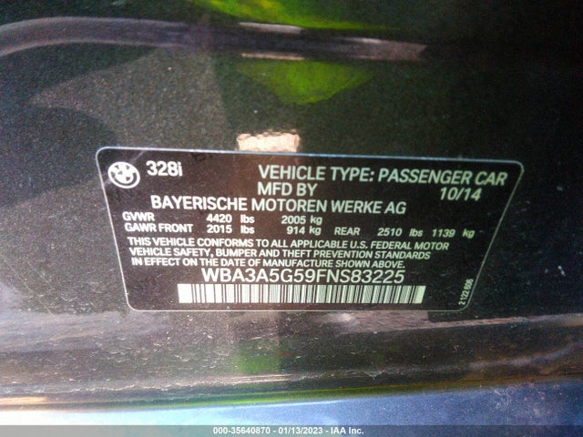 BMW 3 Series 328i 2015 WBA3A5G59FNS83225 Image 10