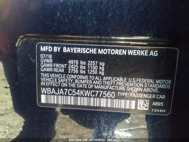 BMW 5 Series 2019 аукцион фото