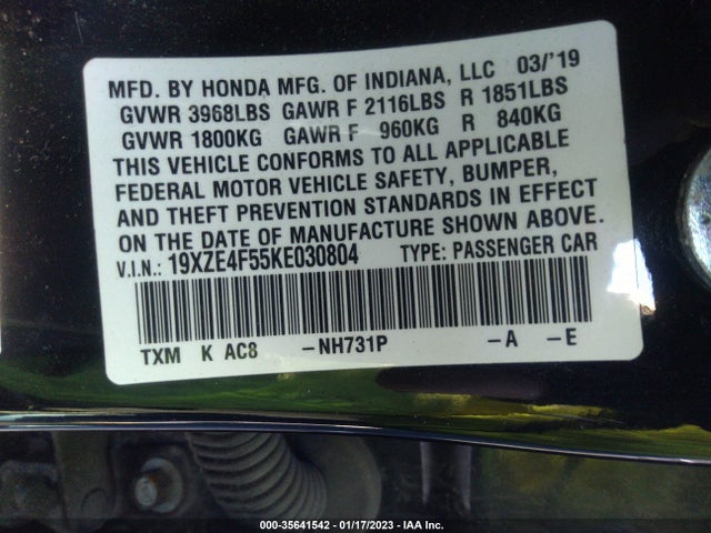 2019 Honda Insight, VIN: 19XZE4F55KE030804