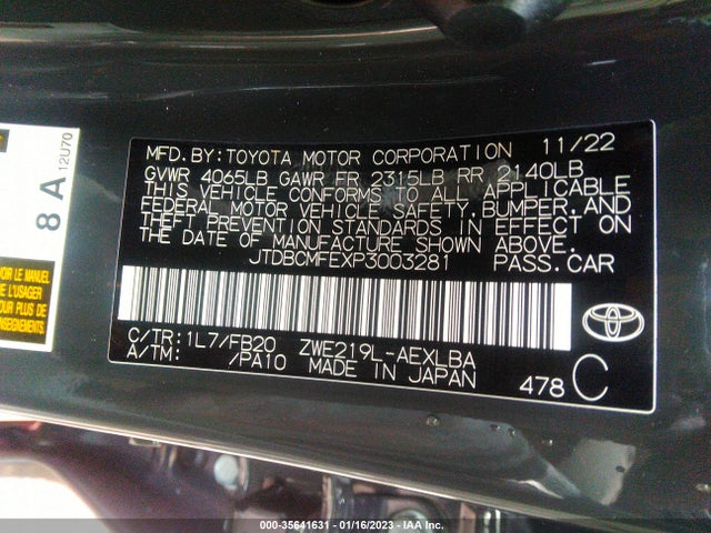 2023 Toyota Corolla, VIN: JTDBCMFEXP3003281
