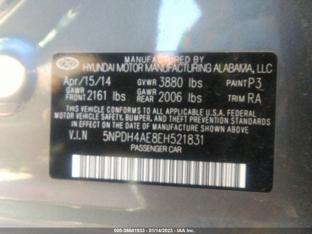 Hyundai ELANTRA SE 2014 5NPDH4AE8EH521831 Image 10