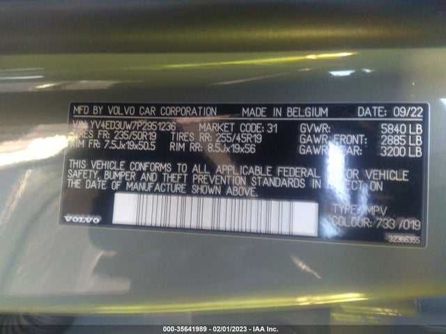 2023 Volvo XC40, VIN: YV4ED3UW7P2951236