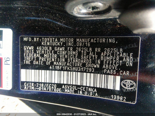 2017 Toyota Camry, VIN: 4T1BF1FK5HU317293